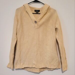 NWOT Eddie Bauer Women's Sweater yellow Knit Hooded Tight Knit Size M